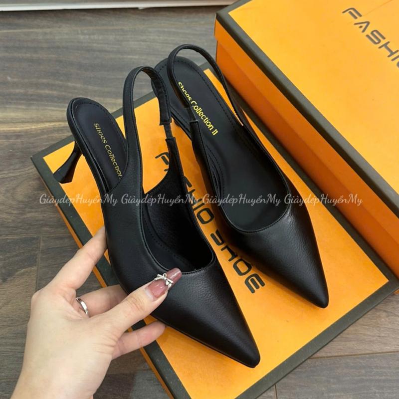 Giày Cao Gót Mũi Nhọn 5P Da Mềm Thiết Kế Basic Dễ Phối Đồ Hàng Cao Cấp Full Hộp ( AH49 ) guốc  mũi  nhọn giày  cao  gót  đen  5  phân giày  đi  tiệc  5  phân guốc  nữ  5  phân dép  mũi  nhọn  5  phân