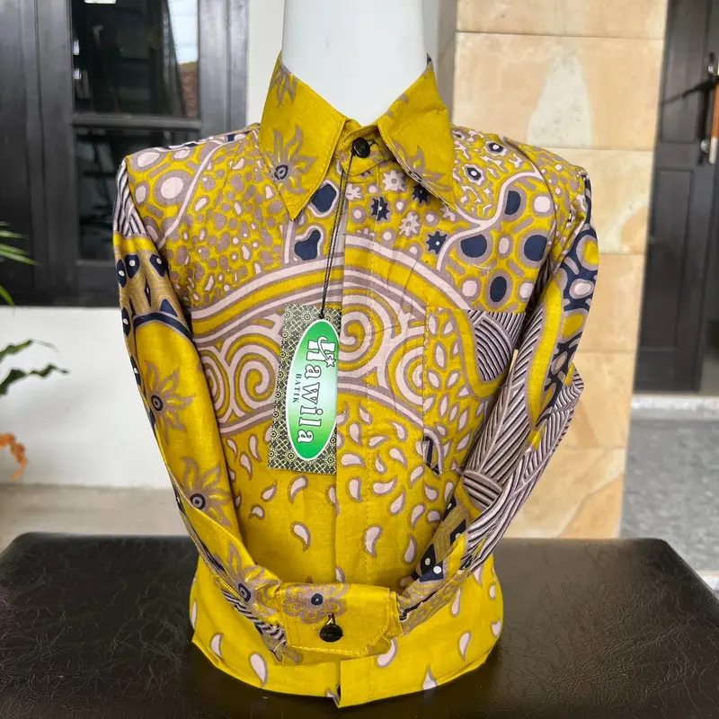 Kemeja Batik dan Tunik Sarimbit Warna Lemon 3