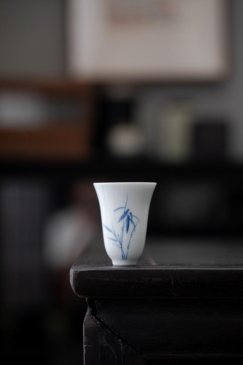 Product Introduction of Bamboo Sancai covered bowl hand-painted ceramic single large high-end Dehua white porcelain tea bowl Kung Fu tea set gift 12