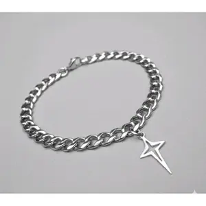 GELANG RANTAI SILVER TITANIUM LIONTIN BINTANG KEKINIAN ANTI KARAT DAN TIDAK PUDAR (COCOK UNTUK PRIA DAN WANITA) Bracelets