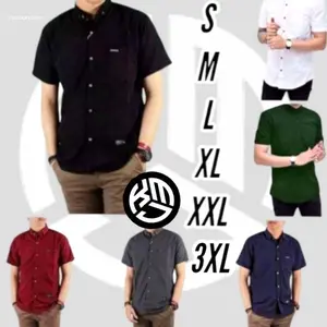 Kemeja Pria Polos Lengan Pendek Slimfit Formal Casual Distro Distro Premium Seri l9880 | Hot Item