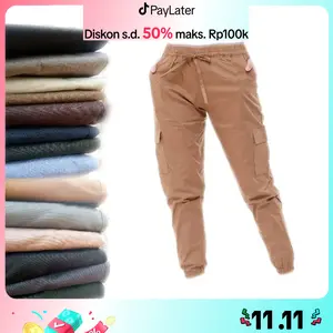 CELANA JOGGER CARGO KATUN WANITA CELANA PANJANG KATUN Karet  Nyaman  Stretch  Kantong  Melar Jumbo Muat Hingga 130 KG   Baggy