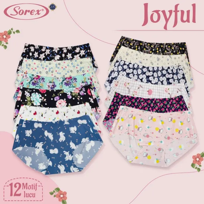 Celana Dalam Wanita Seamless Tanpa Jahitan 12 Motif Sorex 18013 3pcs
