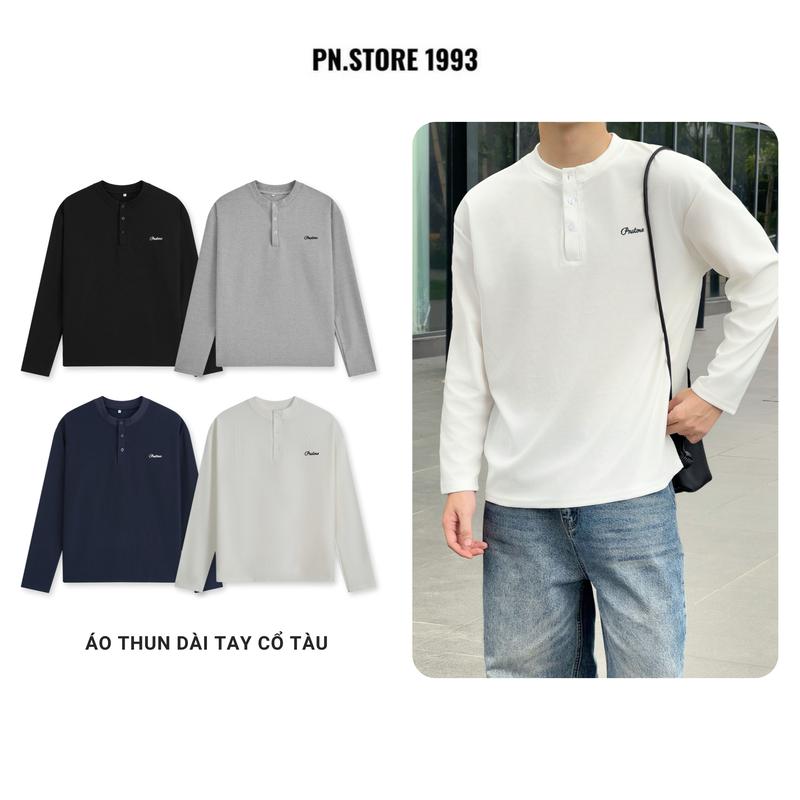 Áo Thun Dài Tay Cổ Tàu Thêu Form Regular PN.Store 1993 Chất Liệu Small Waffle Mềm Mịn Unisex Nam Nữ Local Brand PAD1