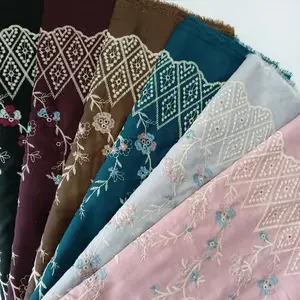 ½ meter kain katun bordir bolong motif BUNGA terbaru lebar 150 cm