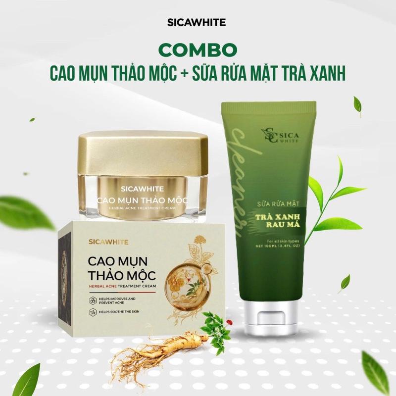[CB10] COMBO DA DẦU, MỤN, THÂM: Cao Mụn Thảo Mộc (10g) + Sữa Rửa Mặt Trà xanh rau má (100ml) - Skincare Cosmetics Làm Đẹp Da