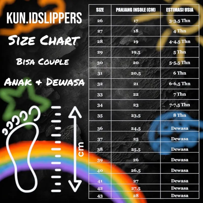 cowok Sandal slide anak sandal Slip ON Anak Dewasa Ukuran 26-43 Distro Premium Fashion Sendal Sandals & Flip Flops Synthetic rafathar selop Ujung Terbuka Tanpa Hak karet Rubber Ujung Bundar baim solobong 6