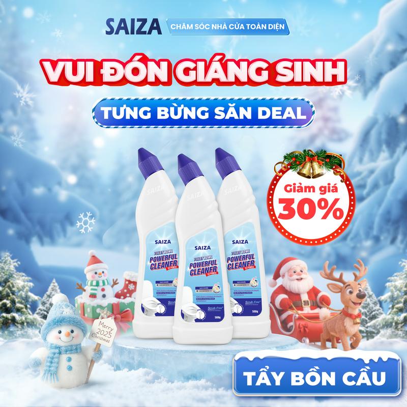 DEAL SỐC 99K 3 CHAI – KHÔNG CHÀ VẪN SẠCH Nước Tẩy SAIZA Không Cần Chà 500ML x3 công thức kiềm khử trùng khử mùi hiệu quả thơm hương hoa tẩy sạch đa năng tẩy bồn cầu tẩy được ố vàng rong rêu mảng bám rỉ sét phèn cặn canxi Tẩy đa bề mặt