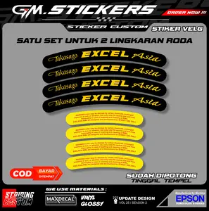 STICKER VELG TAKASAGO EXCEL ASIA PRINT- STIKER TINGGAL PASANG