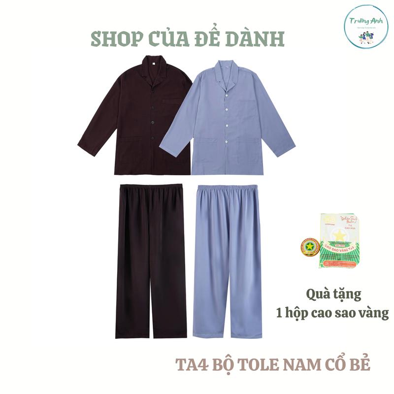 TA 4 - Bộ Pyjama vải tole tuyết cổ bẻ Tặng kèm 1 lọ cao sao vàng