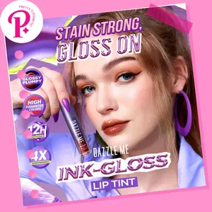 DAZZLE ME Ink-Gloss Lip Tint Watery Ink Gel Lip Tint Long Lasting Tahan 12 Jam Hydrating Glossy Finish Bibir Kering Lipstick Liptint