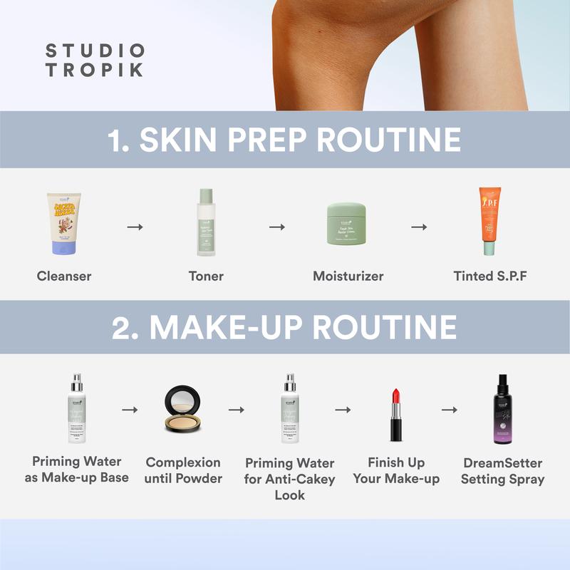 STUDIO TROPIK Original Priming Water | Primer Face Mist Spray Rekomendasi MUA | Makeup Complexion | Kulit normal kombinasi | Dengan Aloe vera dan Rose Water| Finish Soft Matte STUDIO TROPIK Original Priming Water | Primer Face Mist Spray Rekomendasi MUA | Makeup Complexion | Kulit normal kombinasi | Dengan Aloe vera dan Rose Water| Finish Soft Matte