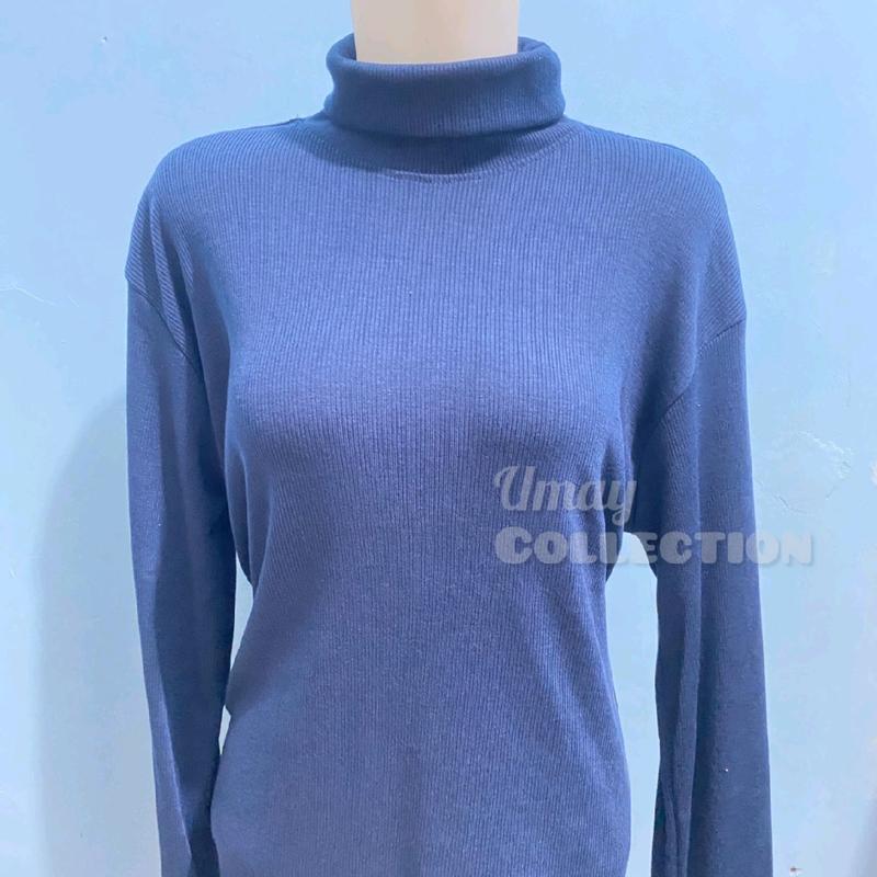 Baju Atasan Kaos Polos Wanita Lengan Panjang Turtelneck Bahan Rib Premium Kerah Tinggi ala Korean Style 5