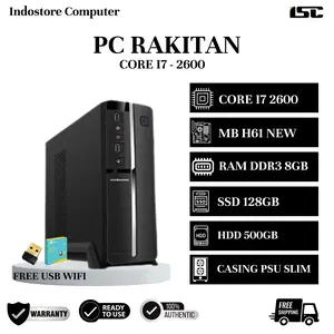 PC RAKITAN SIAP PAKAI CORE I7 2600 RAM DDR3 8GB SSD 128GB HDD 500GB CASING PSU SLIM FREE USB WIFI