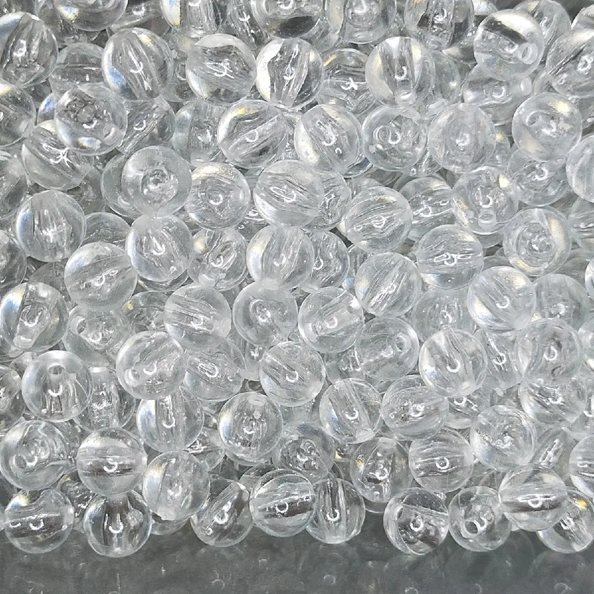 manik bulat bening kaca transparan 8mm 25gr