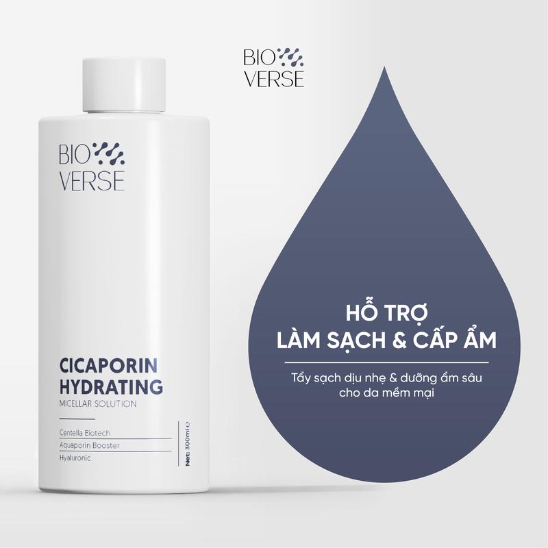 Nước tẩy trang Cicaporin Hydrating Micellar Solution Bioverse hỗ trợ làm sạch…