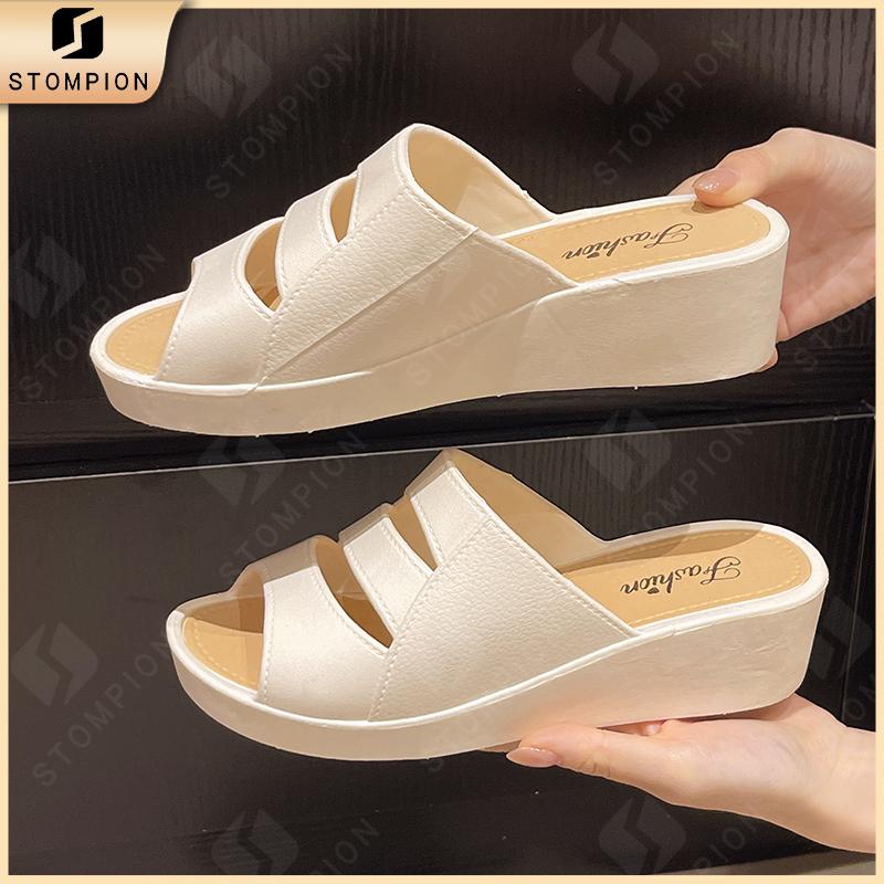  STOMPION Dép Nữ Đế Xuồng Sang Trọng Thời Trang Cao 5cm Dép Nữ Đi Biển Mùa Hè 