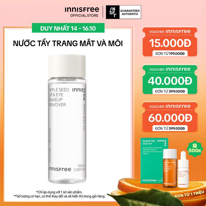 Nước tẩy trang mắt và môi INNISFREE Apple Seed Lip & Eye Makeup Remover 100mL