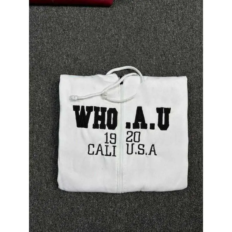 HOODIE WHO.AU ZIPPER PUTIH BORDIR PREMIUM QUALITY SIZE M L XL XXL Terbaru 2025