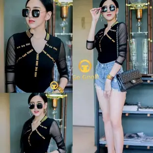 SALE Atasan tile streach V-Neck