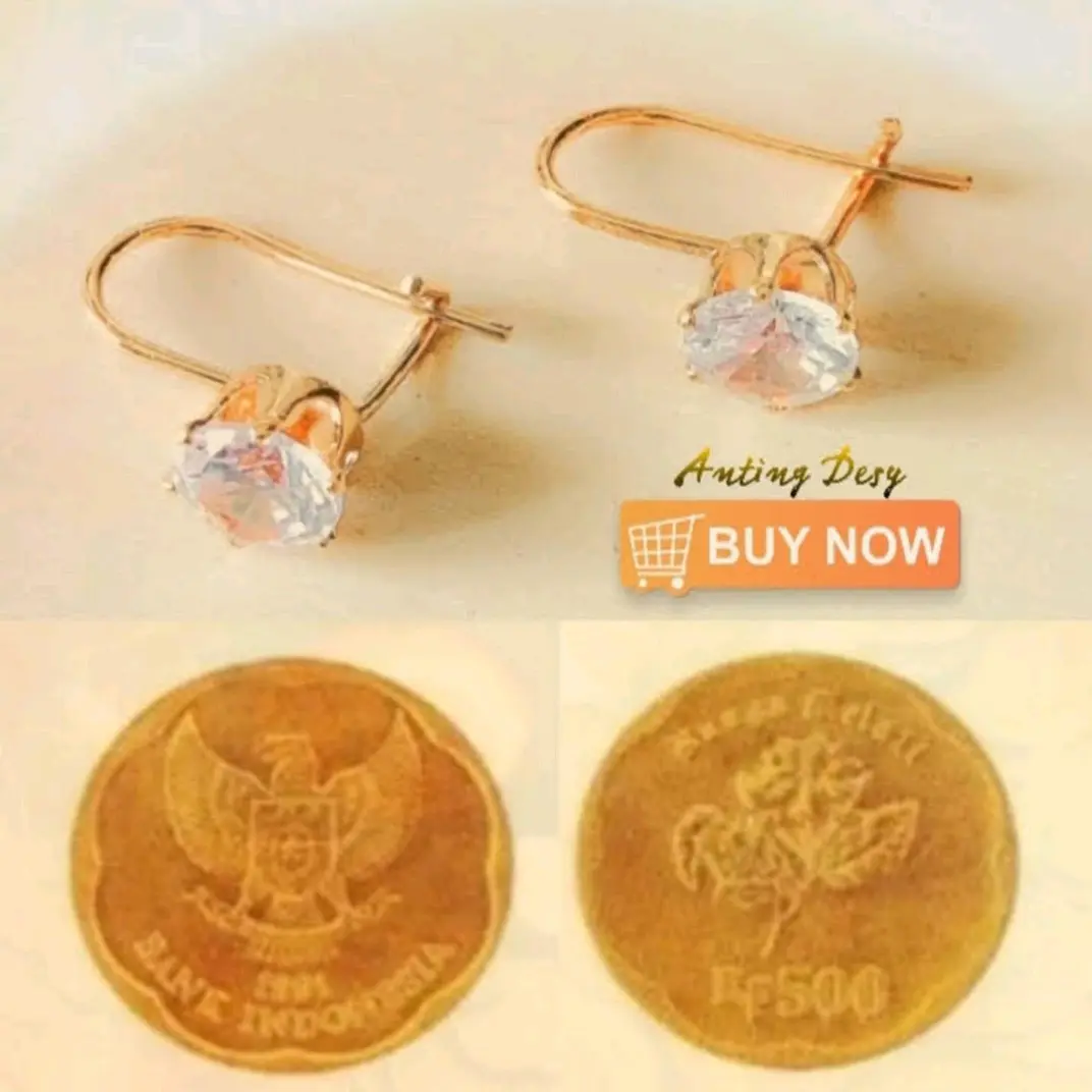 Anting Dewasa motiv Desy Terbaru Terbuat dari bahan Koin Logam Berlapis Emas Anti Karat