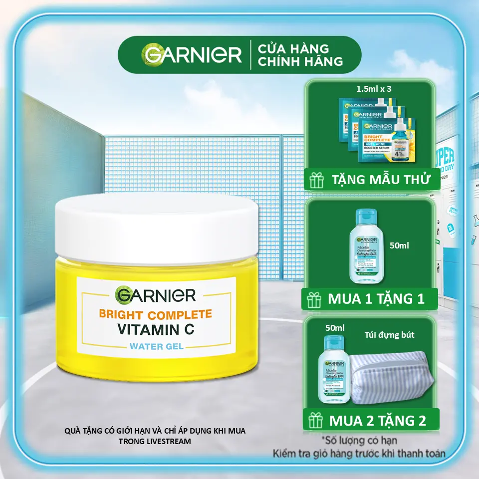 Kem dưỡng ẩm Garnier Water Gel mỏng nhẹ cấp ẩm tới 48H & hỗ trợ sáng da 50ml