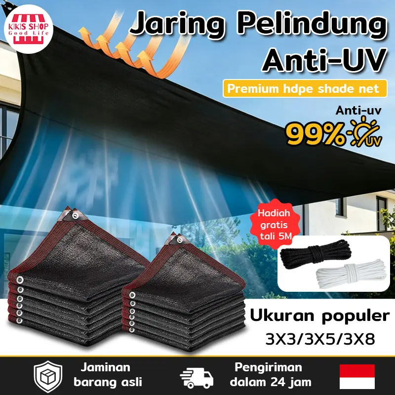 Jaring Pelindung Serbaguna Outdoor Anti Panas Matahari Jaring Penutup Barang Mobil Motor Tanaman Taman Rumah Camping Kuat Awet Dengan Lubang Ring dan Tali
