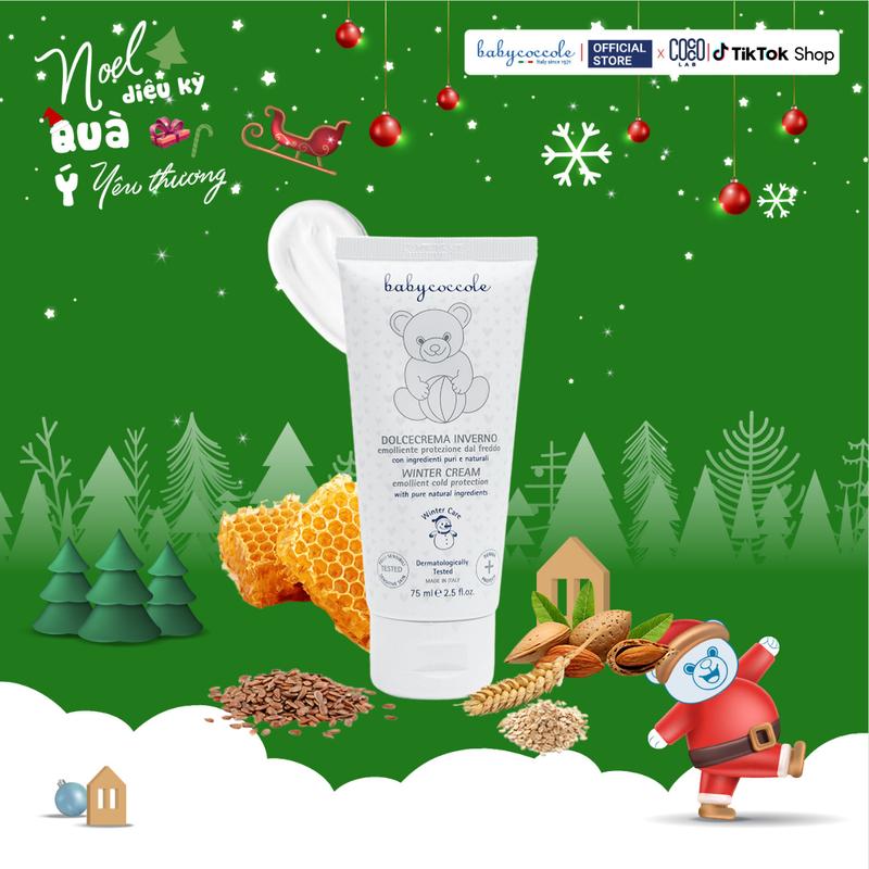  Kem nẻ & giữ ấm cho bé 2in1 Babycoccole 0M+ dưỡng da trẻ em từ sơ sinh chiết xuất sáp ong và vitamin 75ml 