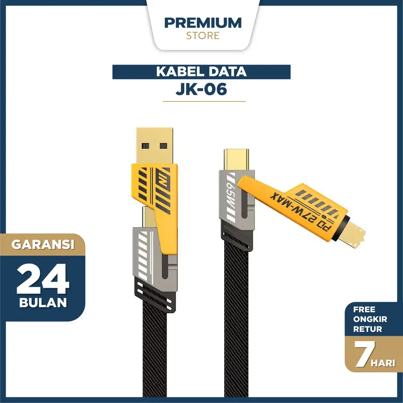 Jaspan Kabel data JK-06 4 IN 1 pengisian cepat PD 27W Fast Charging cable charger TYPE C dan LIGHTNING multifungsi