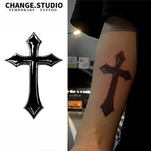 Hình Xăm Tạm Thời, Thiết Kế Chữ Thập, Kéo Dài Trong 15 Ngày, Không Thấm Nước, Chống Chà Xát. Miếng Dán Hình Xăm