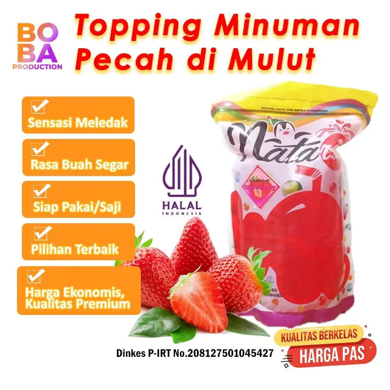 Popping Boba Strawberry 500gr - Boba Pecah Minuman