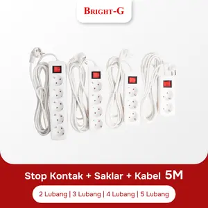 BRIGHT-G Stop Kontak + Saklar + Kabel 5 Meter
