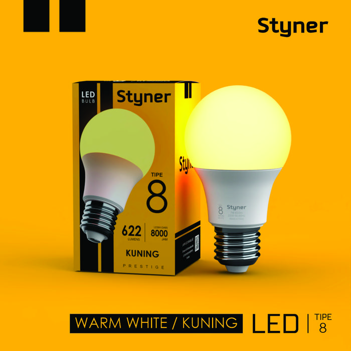 Gambar Lampu LED A BULB STYNER TIPE 8 KUNING dari 56 Mart Official Kota Surabaya Tokopedia