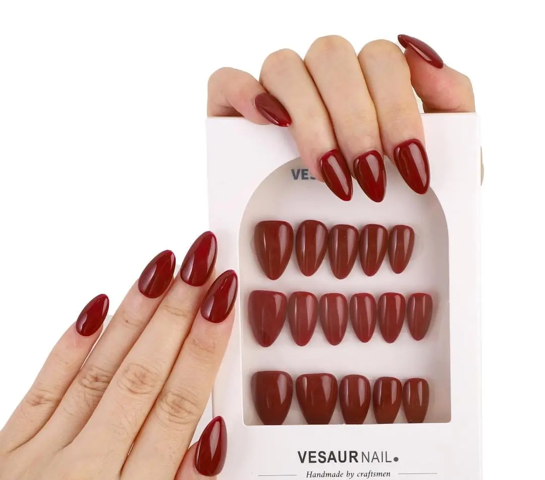 Kuku Palsu Almond Glosy Polos Isi 24 - Art Nail