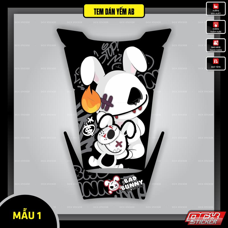 AB 2020 - 2025 - Tem Dán Trang Trí Ốp Bình Xăng ( Yếm Giữa ) Xe Air Blade 2020 - 2025 - Dán Trang Trí, Bảo Vệ Sơn Xe, Decal 3 Lớp Không Thấm Nước, Không Phai Màu