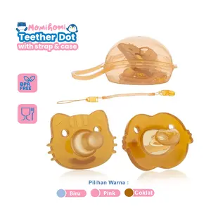 [ANTI-BACTERIAL SILIKON] Teether Dot 01 Empeng Bayi Silicone Baby Pacifier Dot Bayi mainan perlengkapan baby Empeng Gigitan Bayi Silikon Set Dengan Tali Klip Pengikat