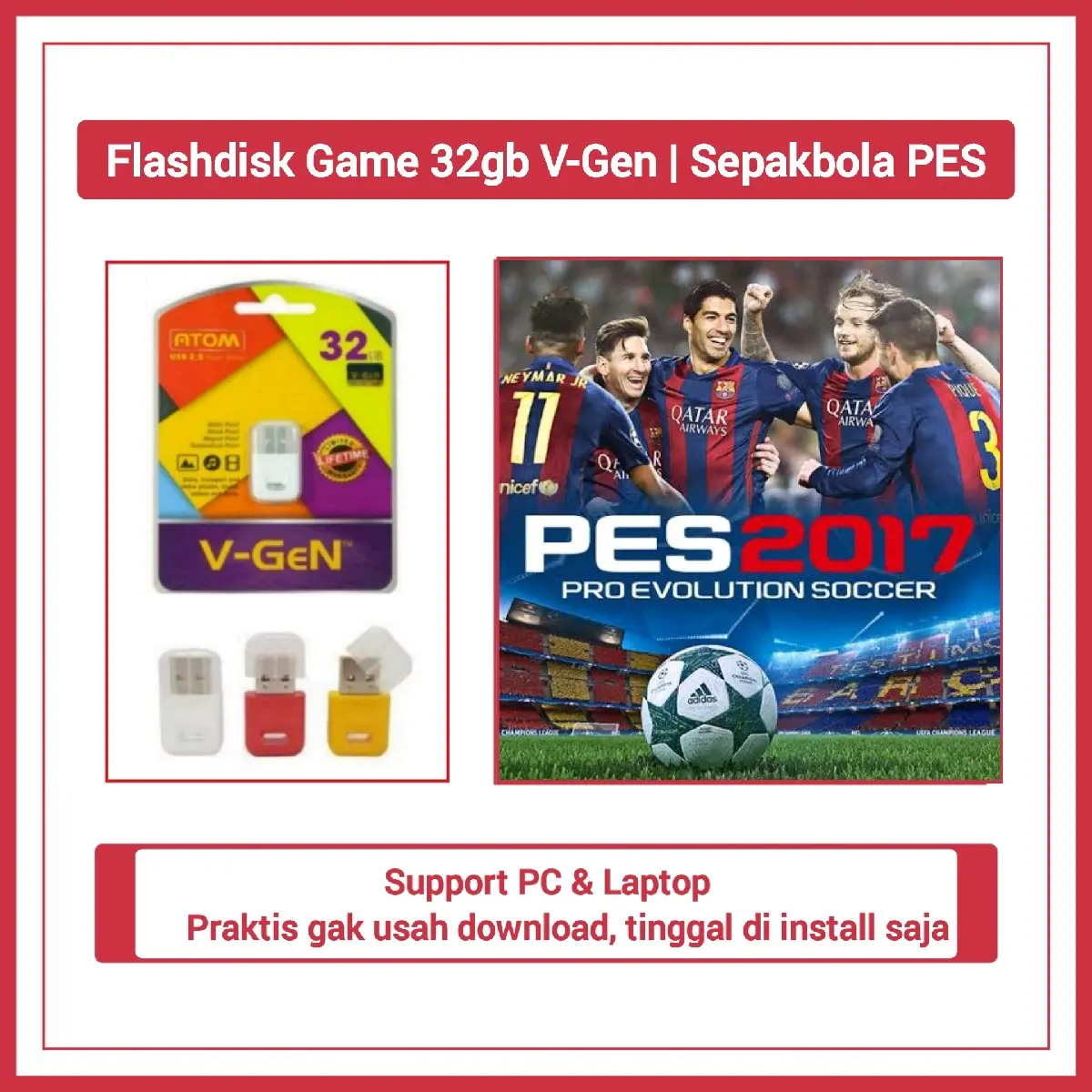 flashdisk installer game - sepakbola efootball 2017