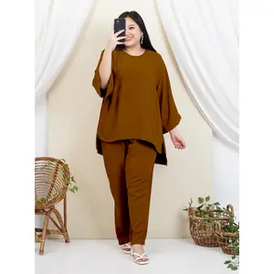 one set crinkle  wanita jumbo/setelan wanita jumbo ld 120 cm-140cm