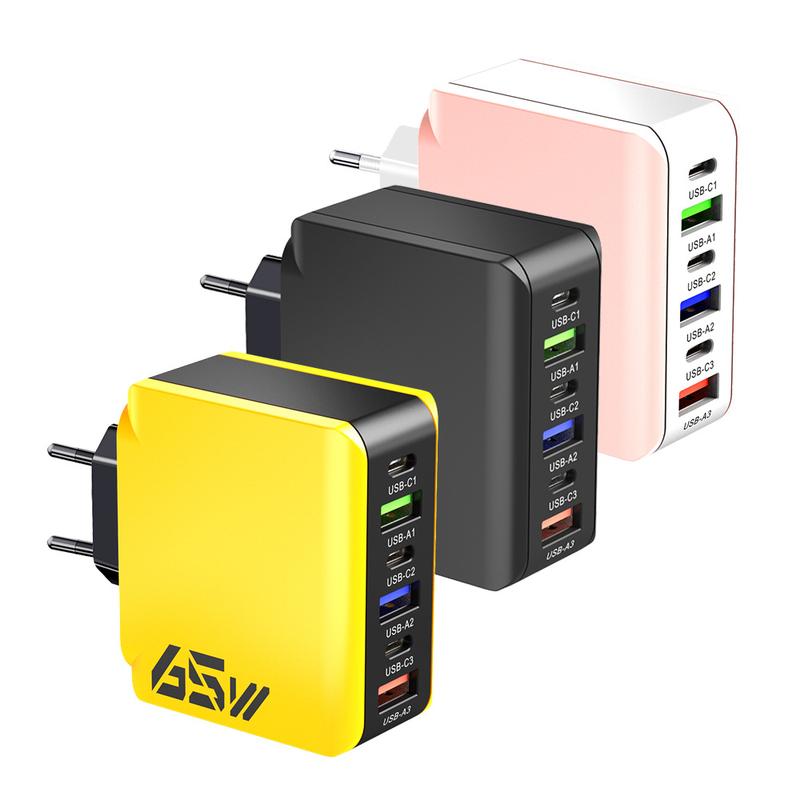 Củ Sạc Nhanh 65W 6 Cổng (3PD+3USB) Mẫu Mới 2026, Phích Cắm US/EU/UK