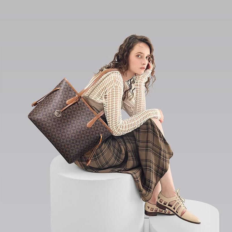 Tote Bag for Women Stylish Handbag Faux Leather Shoulder Bag for Work School Dating, Brown 4