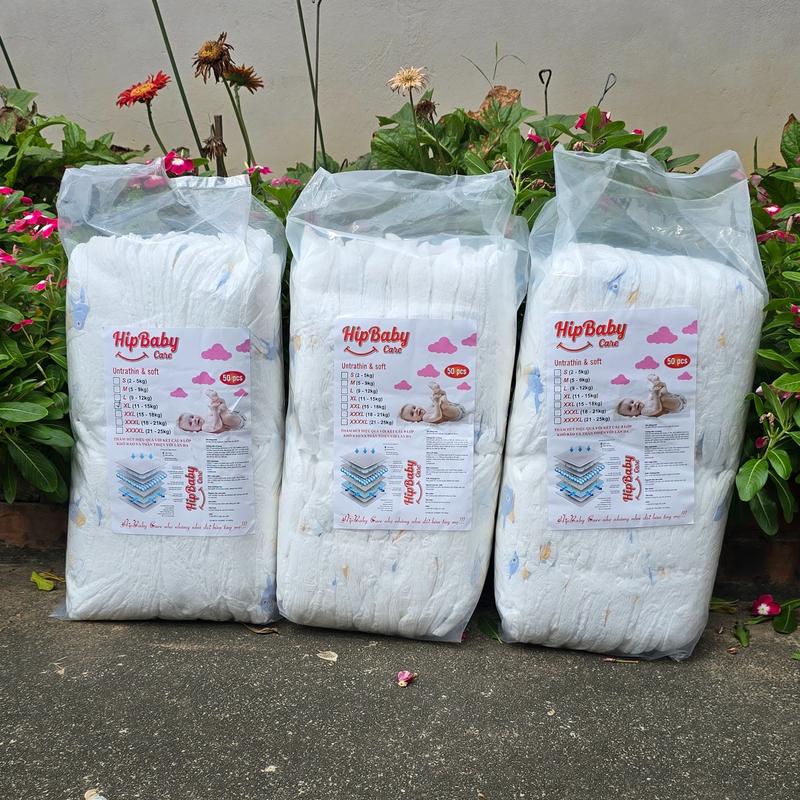 Combo 3 bịch 150 miếng bỉm Hipbaby care loại 1 đủ size S M L XL 2XL 3XL quần dán Cho Bé