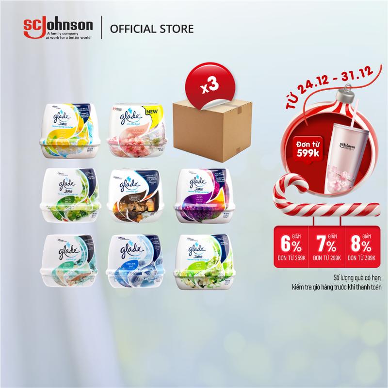 GLADE Combo 3 Sáp Thơm Khử Mùi Lưu Hương Tự Nhiên 180gx3