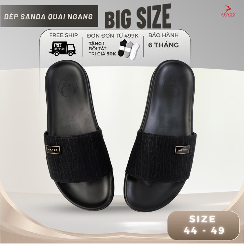  Dép da nam quai ngang big size 44,45,46,47,48,49 đế cao su chống trơn trượt -Mã QN 12 GHI Slipper DéP Đế Bằng 