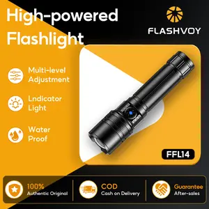 Flashvoy L14 Senter LED Zoom Super Terang Jarak Jauh 450m Ringan Tahan Air IP44 Tipe-C Dapat Diisi Ulang