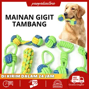 pawpediastore Mainan Anjing Gigitan Tali Kepang Mainan Gigi Anjing Dog rope toy mainan gigit pembersih gigi anjing puppy  Cotton Rope Double Bone Knot Cotton Rope Molar Dog Chew Toy