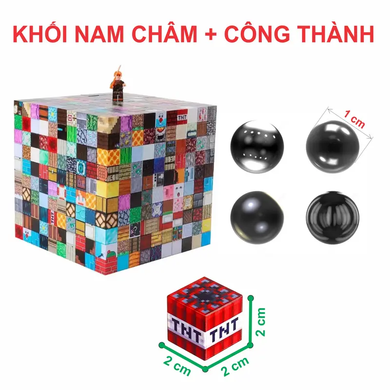 Khối nam châm Minecraft xếp hình xây dựng tặng kèm nhân vật 8
