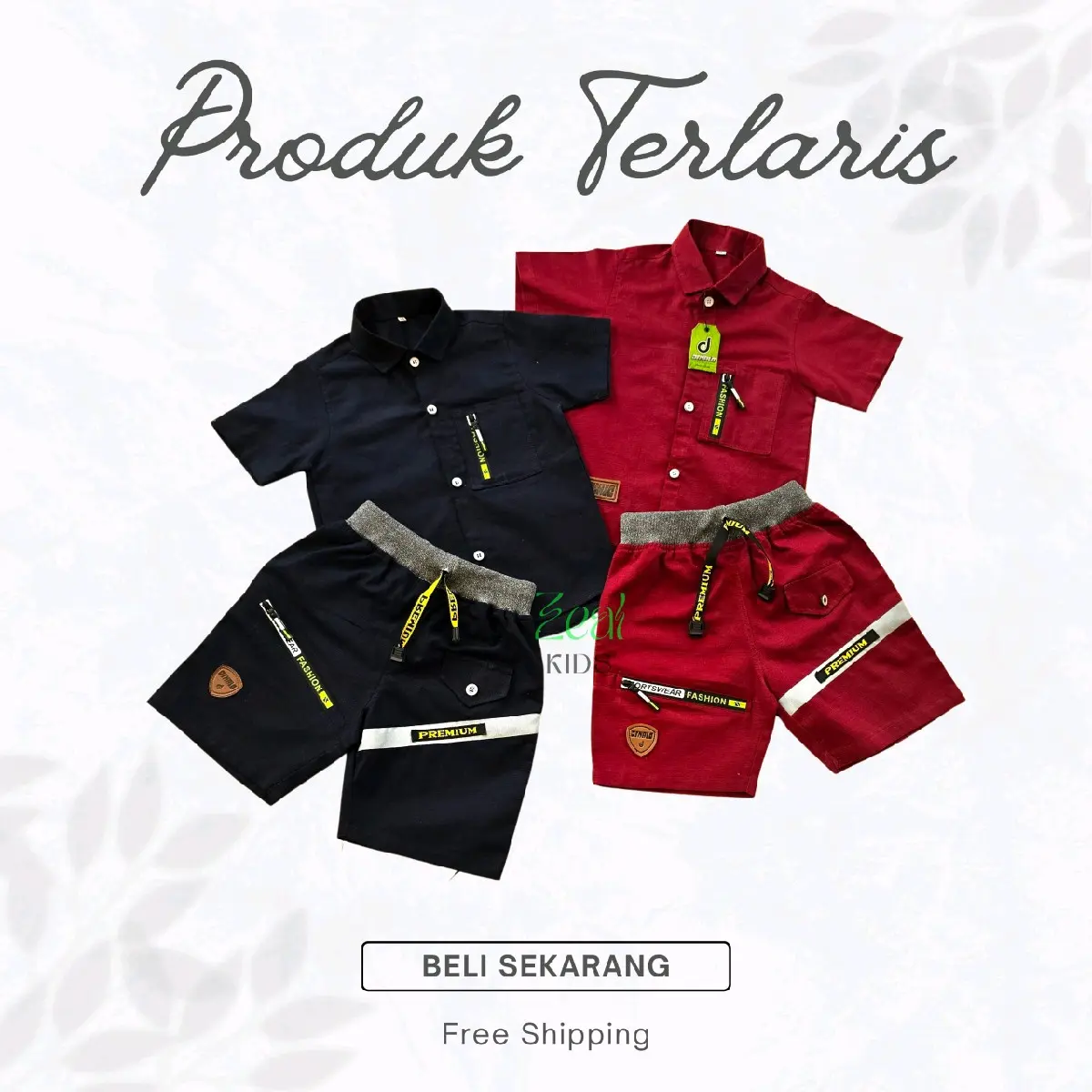 Gratis ongkir setelan Kemeja Pendek dengan Saku Zipper untuk Gaya Seru untuk anak laki laki usia 1-5 tahun by zeal fashion
