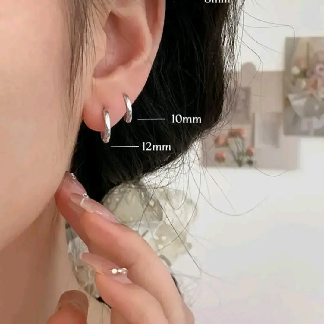 ANTING HOOP SILVEL MODEL TINDIK ANTING VIRAL DAN KEKINIAN ANTI KARAT Earrings jepit