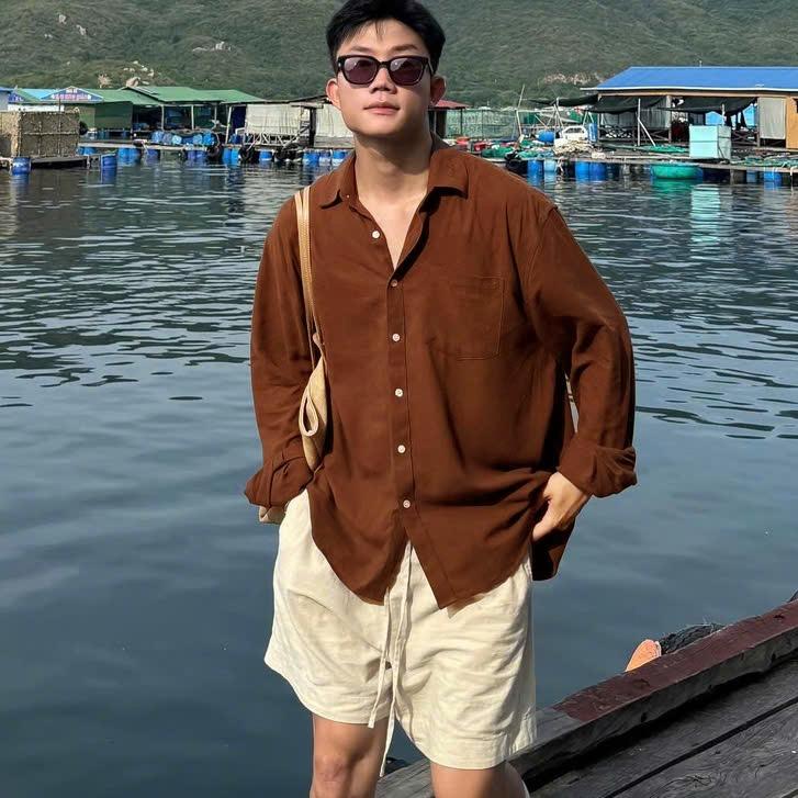 Set Bộ Đồ Quần Áo Nam Đi Biển Gồm Áo Đũi Xước Dài Tay + Quần Short Linen Mát Mẻ Cao Cấp Mùa Hè Halley J47