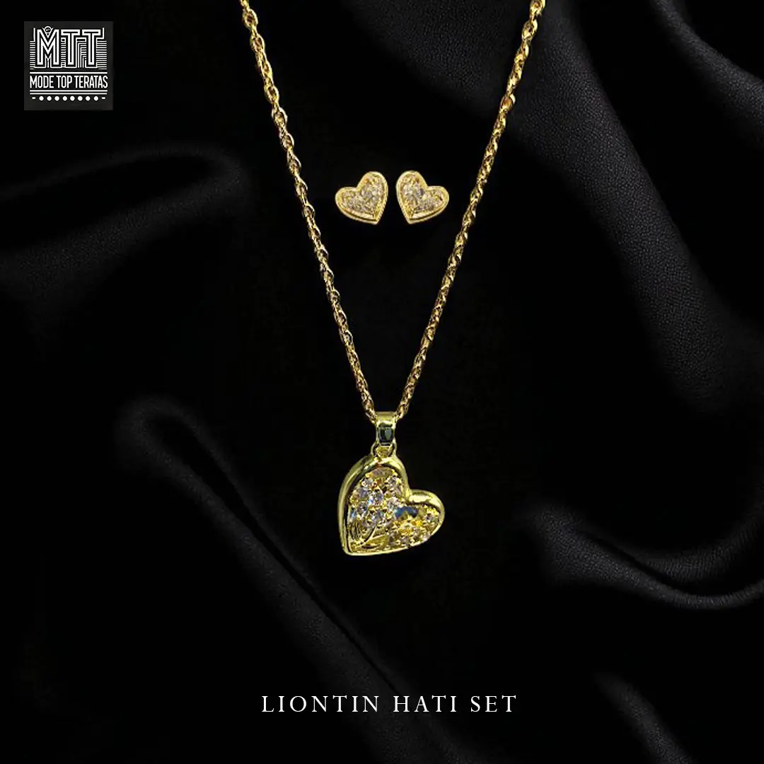 Mode Top Teratas - Set Kalung Dan Anting Titanium Silver Silver Liontin Hati Set Sehari Hari